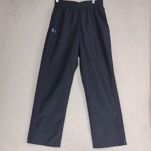 Under Armour Pants Mens M Loose HeatGear Track Warmup Zip Ankle Black Athletic